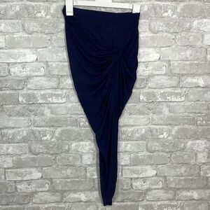 Iris Navy Twisted Asymmetrical Skirt